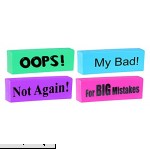 Set of 4 Novelty Jumbo Erasers Perfect for Hours of Sketching or Writing Four Sayings IncludingNot Again!,My Bad!,OOPS! for Big Mistakes! Measures 0.875x2x0.68 4 B07F6JC7HG